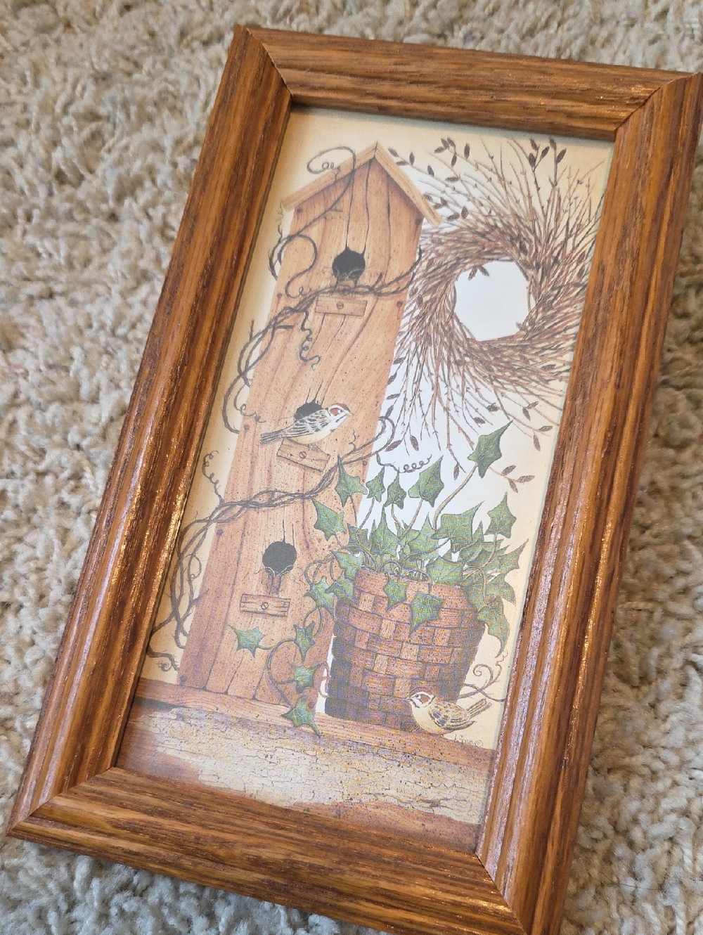 Folkàrt Birdhouse Wall Art Wooden Frame